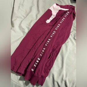 PINK Victoria's Secret Long Sleeve Tee - Burgundy and White